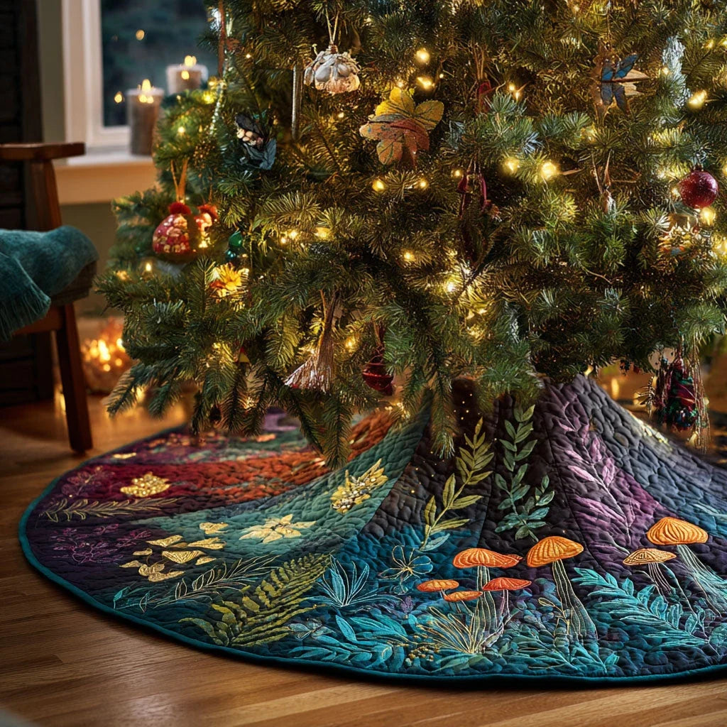 Forest Glow Haven Christmas Quilted Tree Skirt