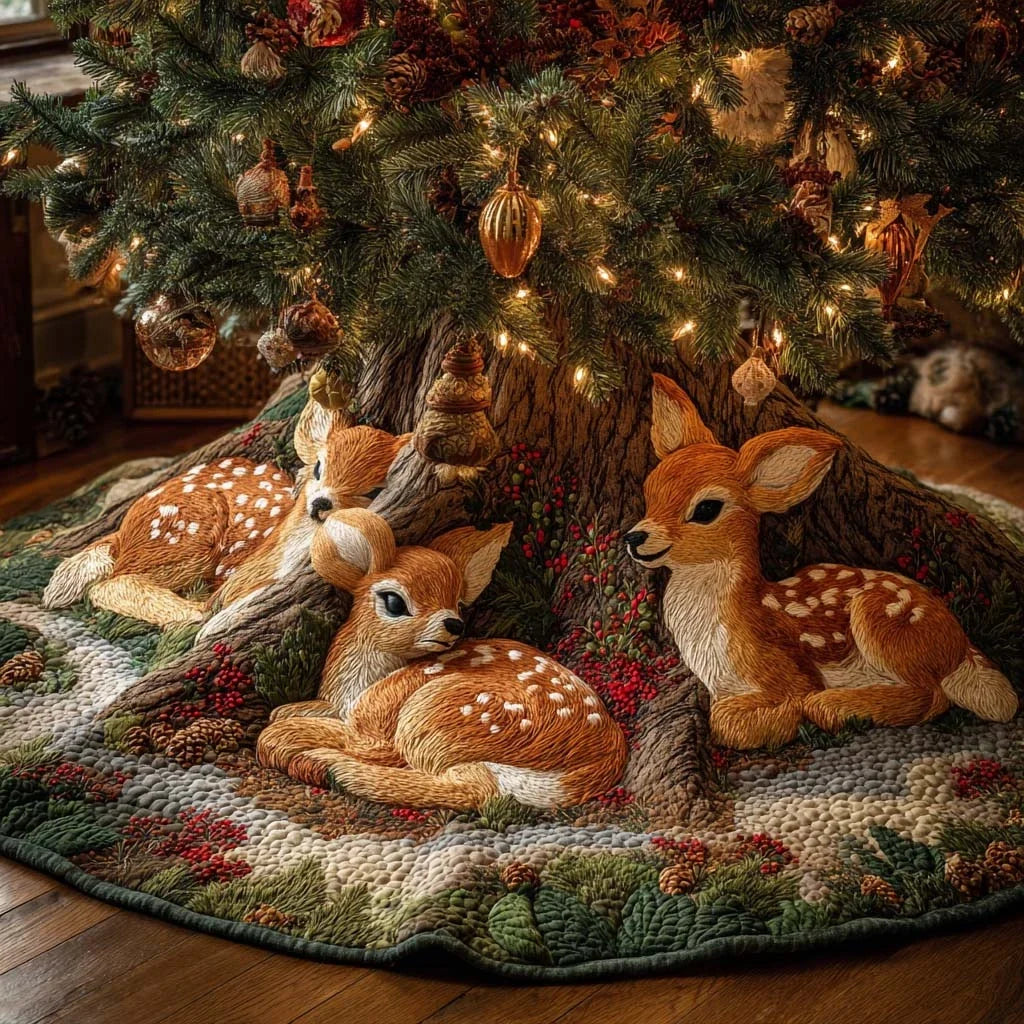 Forest Harmony Christmas Quilted Tree Skirt