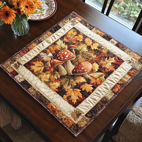 Forest Mushroom Quilted Table Topper