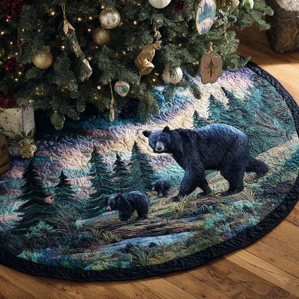 Forest Sentinel Christmas Quilted Tree Skirt