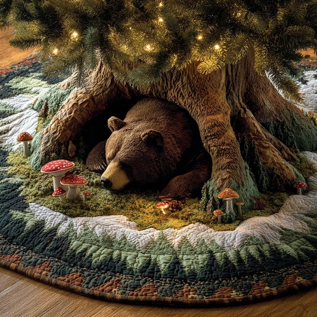 Forest Slumber Christmas Quilted Tree Skirt