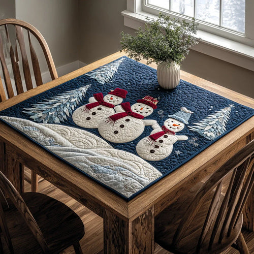 Forest Snowman Friends Quilted Table Topper