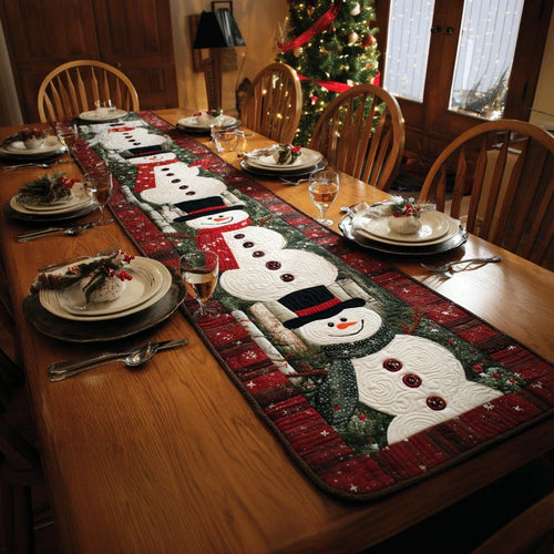 Forest Snowman Quilted Table Runner