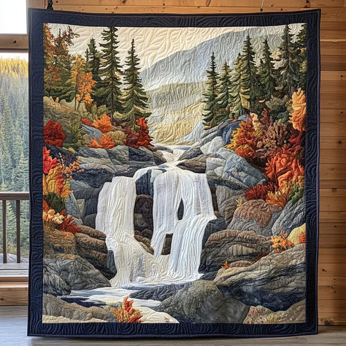 Forest Waterfall Quilt Blanket