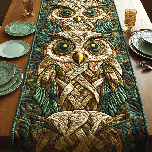 Forest Wisdom Owl Quilted Table Runner