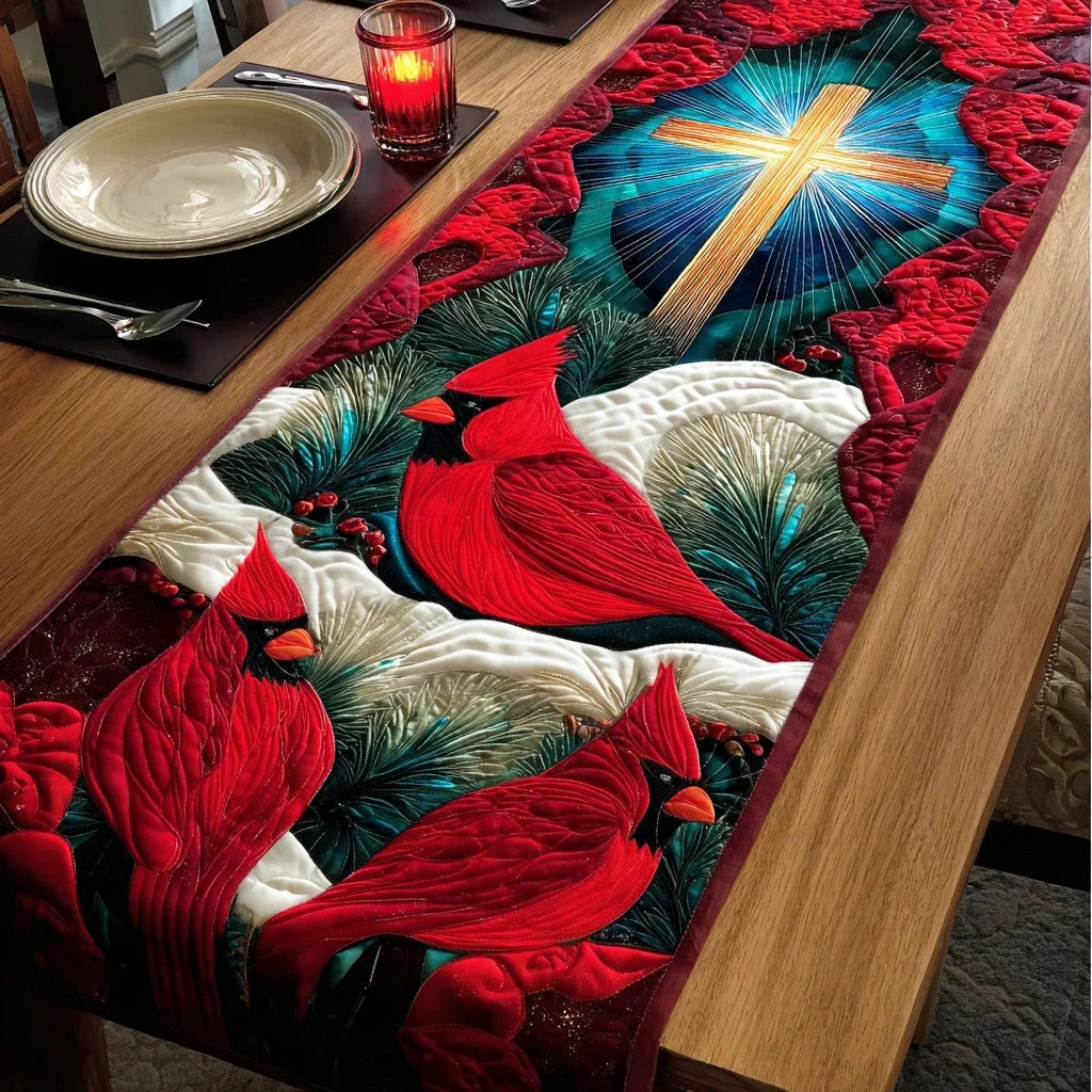 Forever Cardinal Spirit Quilted Table Runner