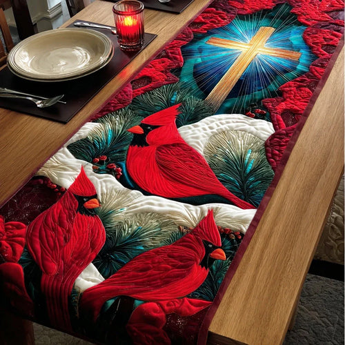 Forever Cardinal Spirit Quilted Table Runner