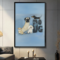 Cute Dog Breeds Oil Painting Canvas Wall Art