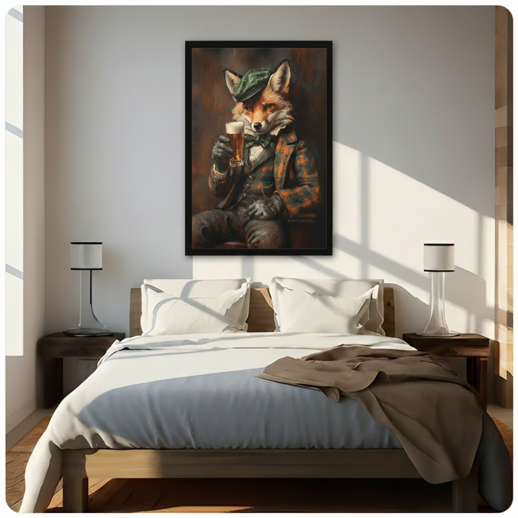 Vintage Gentleman Fox Beer Canvas Art Wall Art