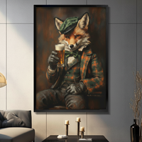 Vintage Gentleman Fox Beer Canvas Art Wall Art