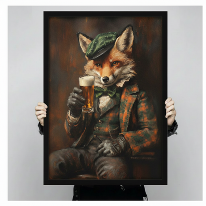 Vintage Gentleman Fox Beer Canvas Art Wall Art