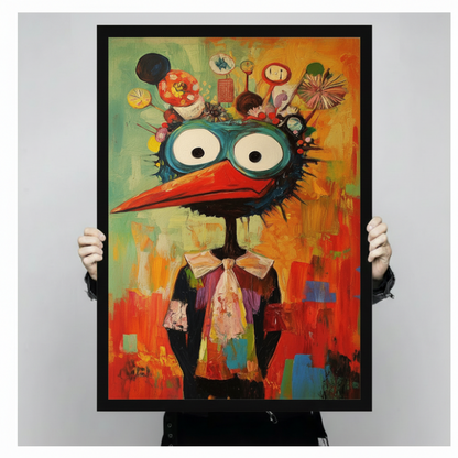 Quirky Colorful Bird Canvas Wall Art