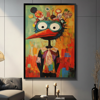 Quirky Colorful Bird Canvas Wall Art