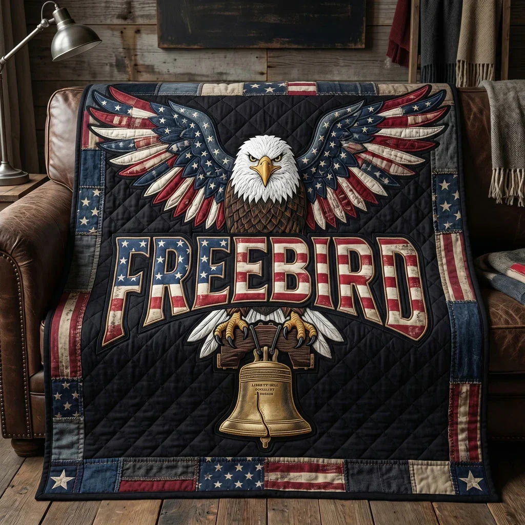 Freedom Eagle Liberty Bell Quilt Blanket
