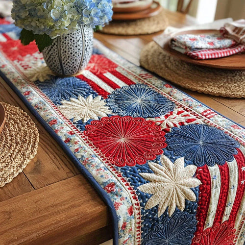 Freedom Firework Festoon Quilted Table Runner