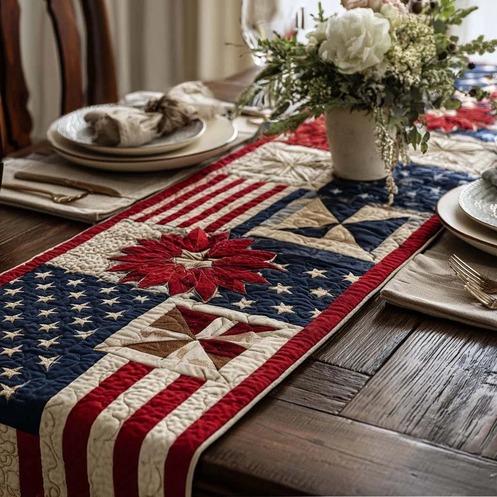Freedom Patchwork Quilted Table Runner