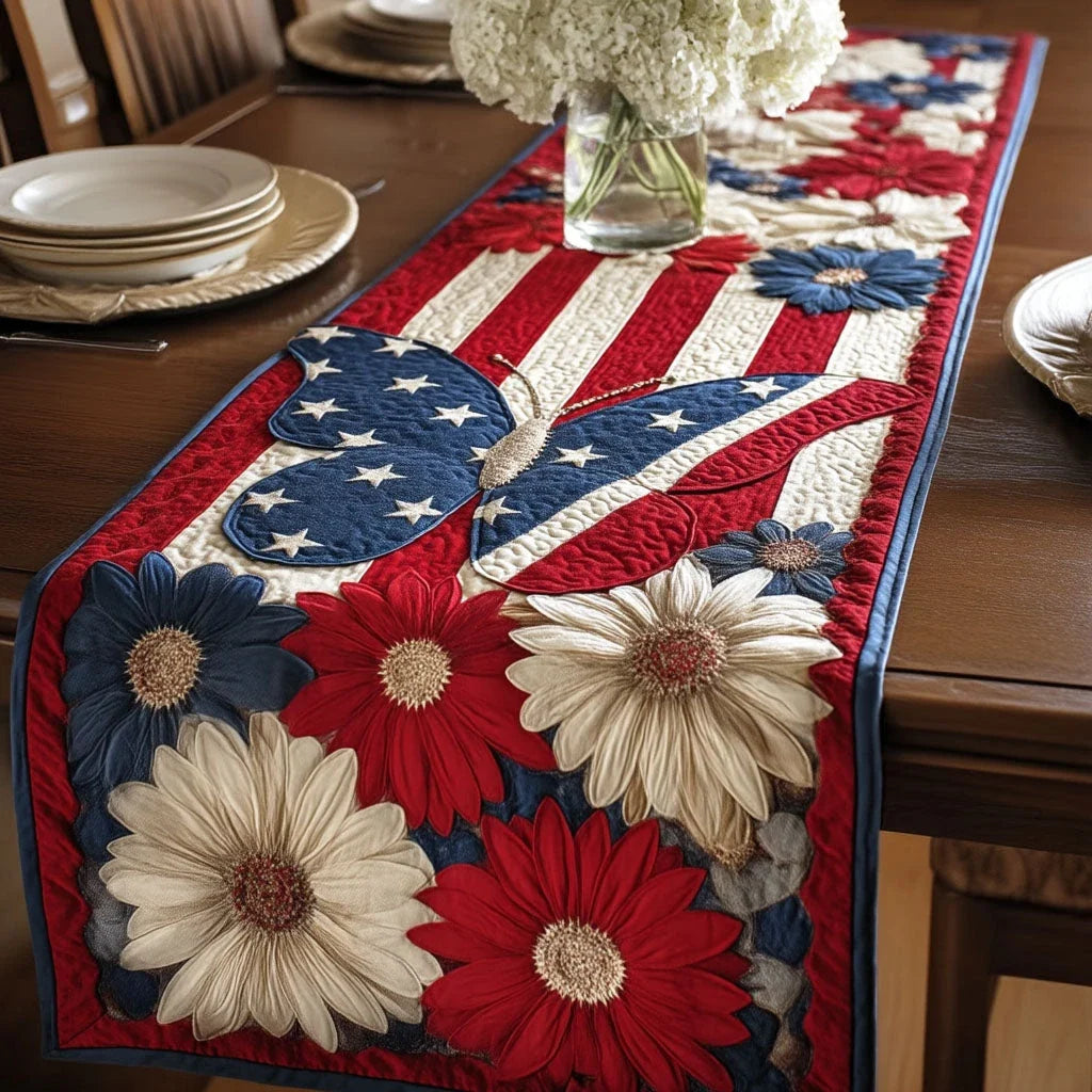 Freedom Petals Quilted Table Runner