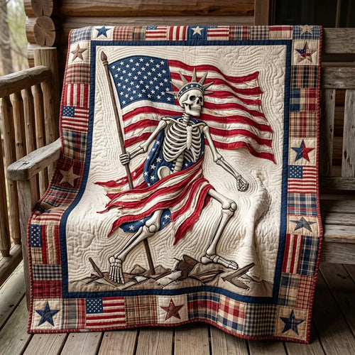 Freedom Skeleton American Flag Quilt Blanket