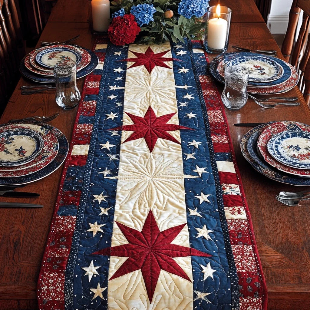 Freedom Stars Quilted Table Runner