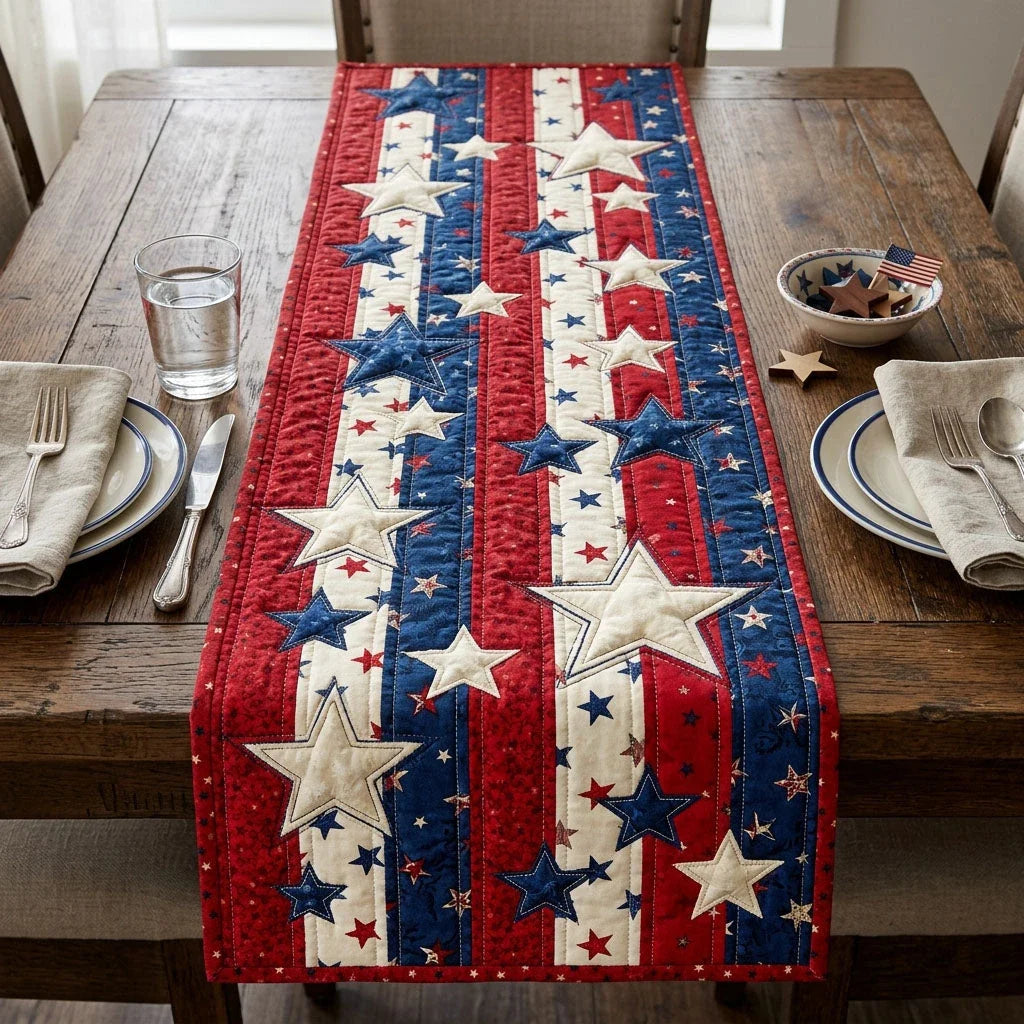 Freedom Stars Quilted Table Runner