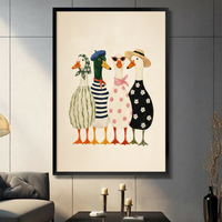 Fashion Duck Squad Whimsical Cute Canvas Art Wall Art