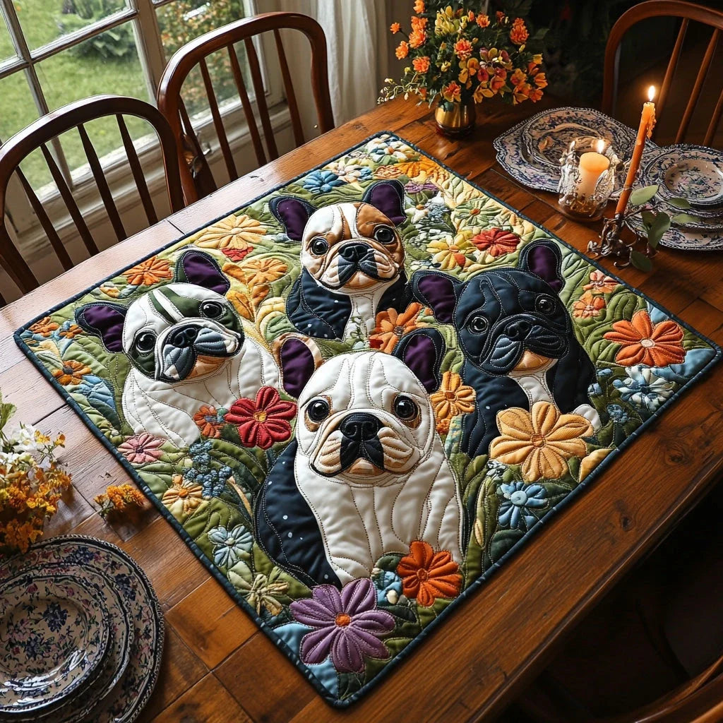 Frenchie Charm Quilted Table Topper