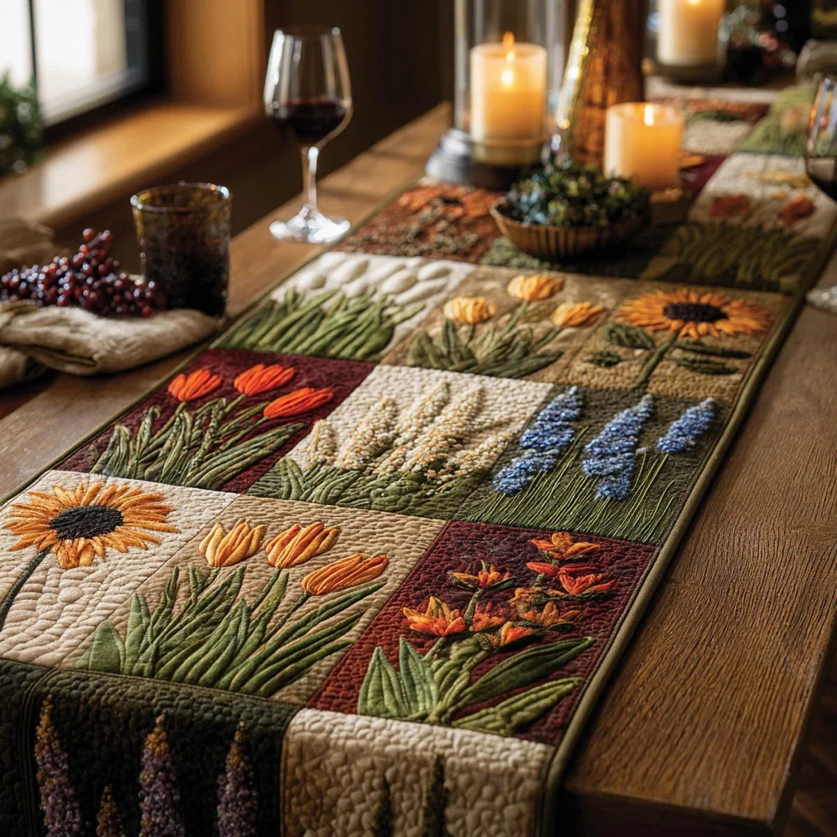 Fresh Blossoms Quilted Table Runner