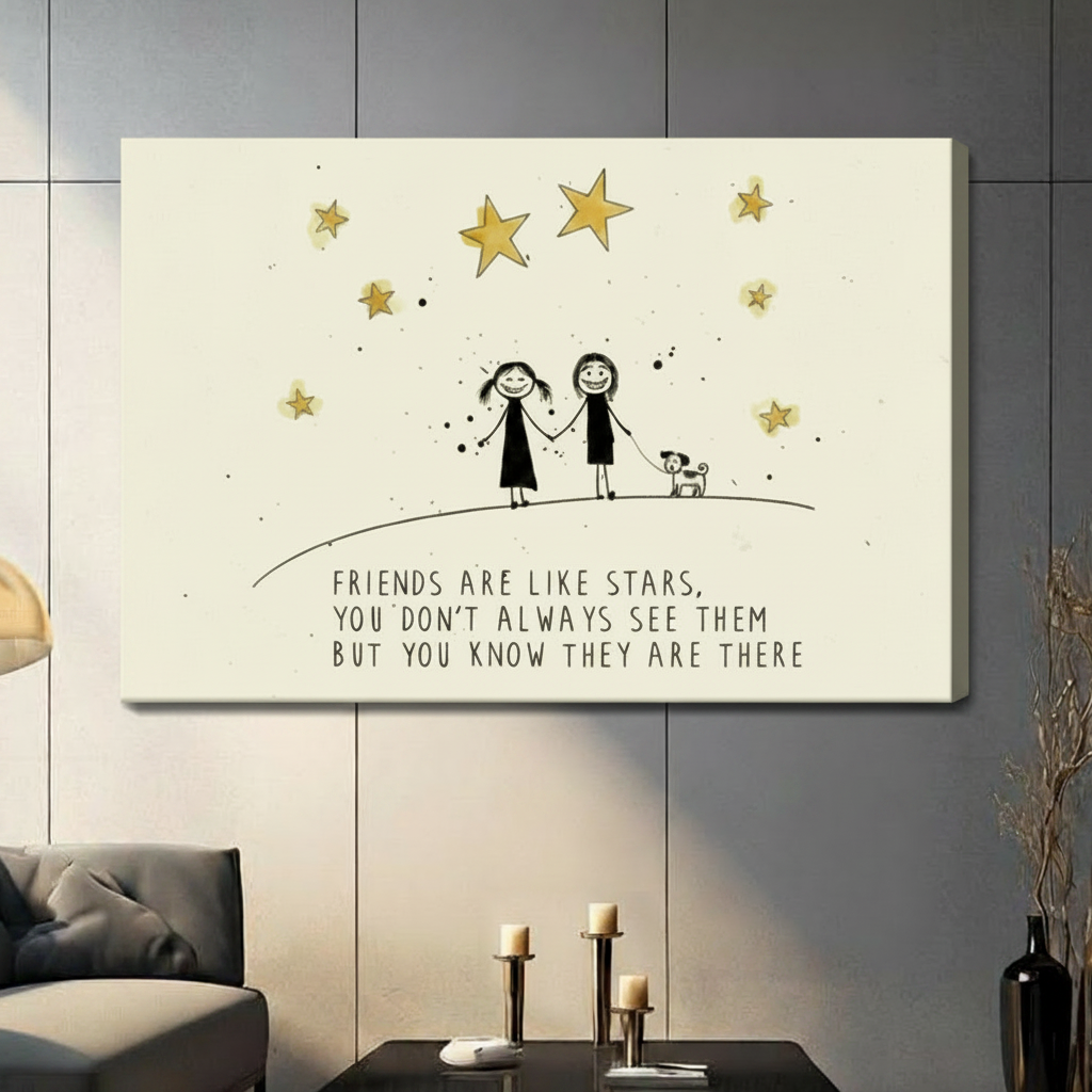 Friends Are Like Stars Friendship Canvas Wall Art