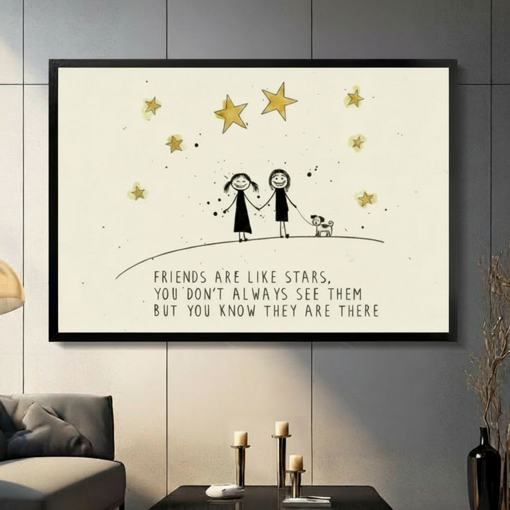 Friends Stars Quote Canvas Wall Art