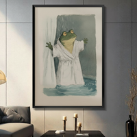Frog in Bathrobe Shower Funny Wall Art