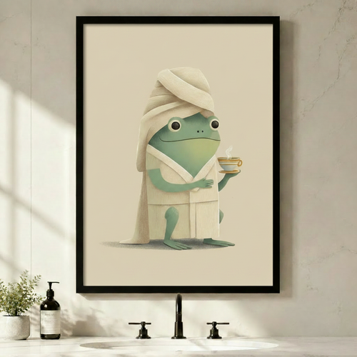 Spa Frog Canvas Wall Art Print