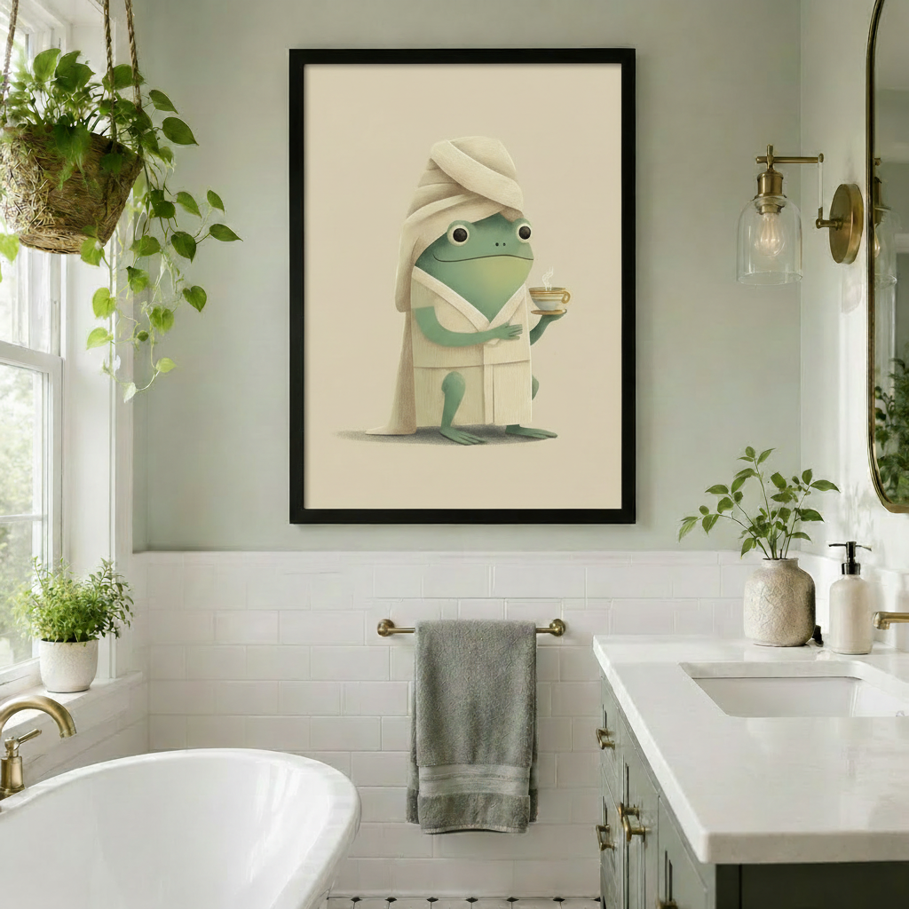 Spa Frog Canvas Wall Art Print