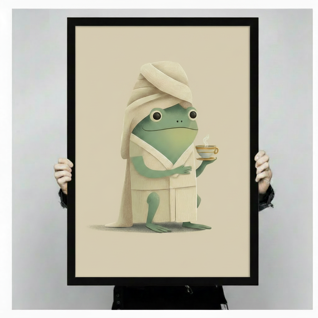 Spa Frog Canvas Wall Art Print