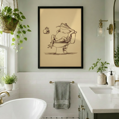 Funny Frog Bathroom Canvas Art Wall Art