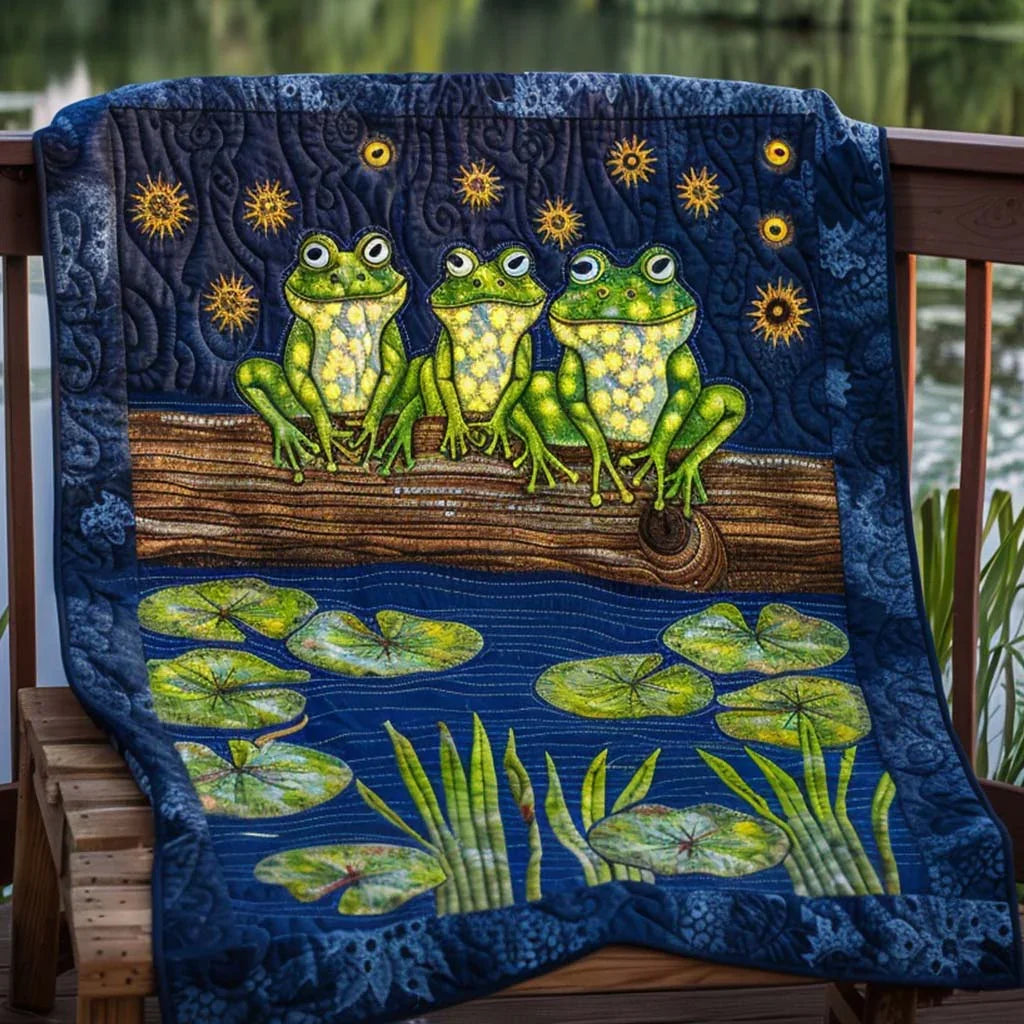 Frog Garden Quilt Blanket - Quilted Blanket by Wild and Way