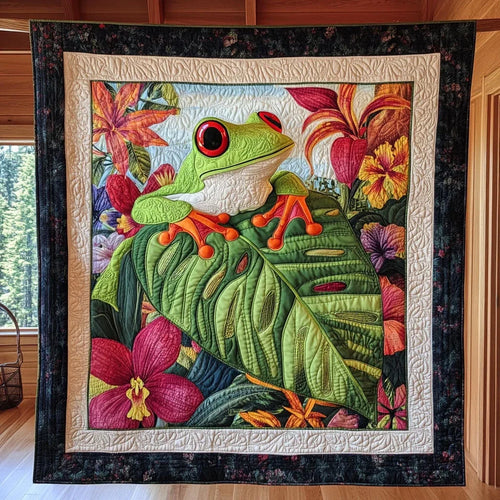 Frog Gaze Quilt Blanket