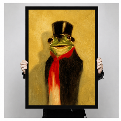Gentleman Frog Top Hat Canvas Wall Art