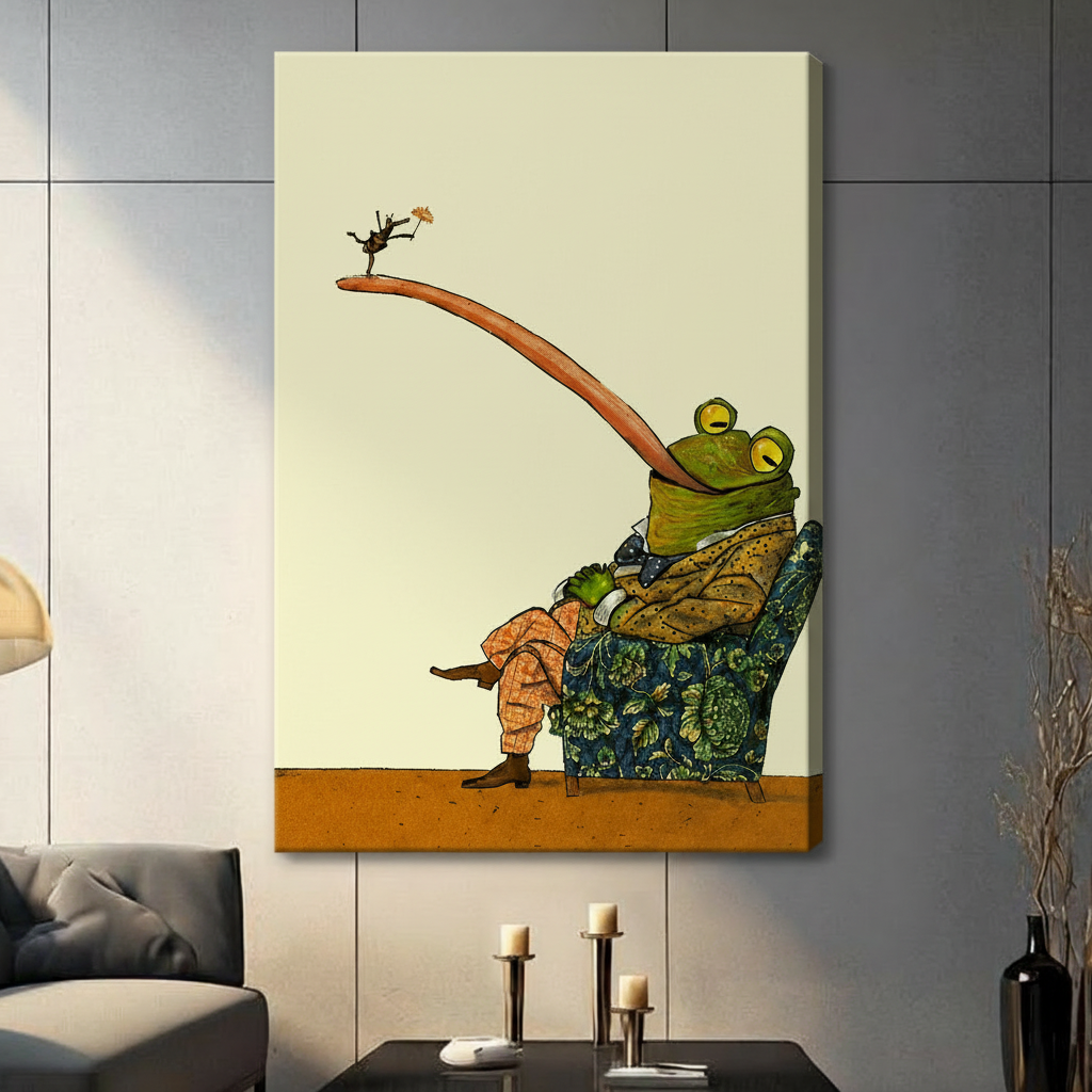 Gentleman Frog Surreal Humor Canvas Wall Art