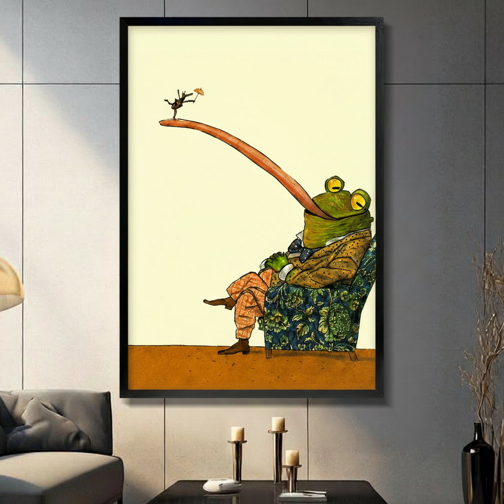 Gentleman Frog Surreal Humor Canvas Wall Art