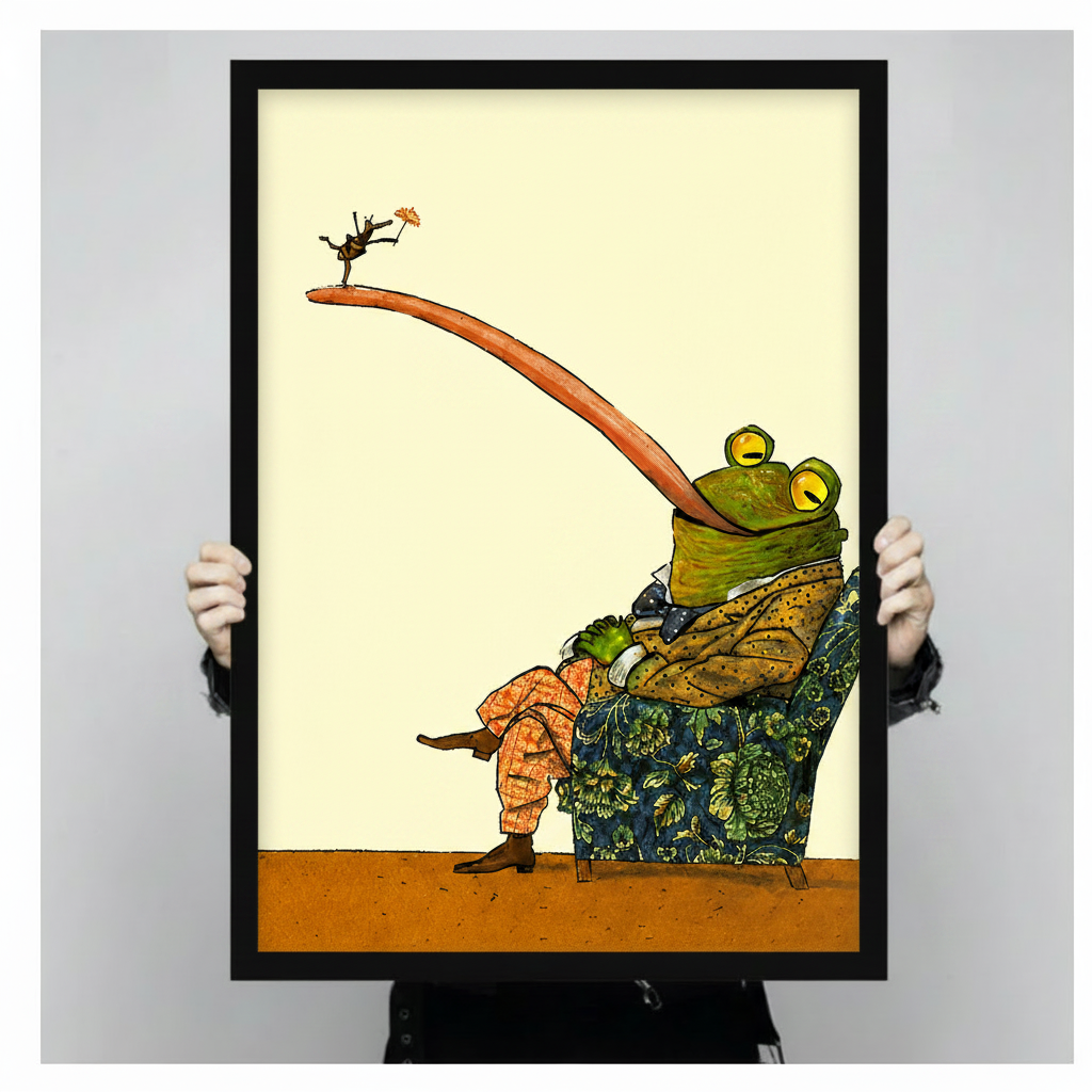 Gentleman Frog Surreal Humor Canvas Wall Art