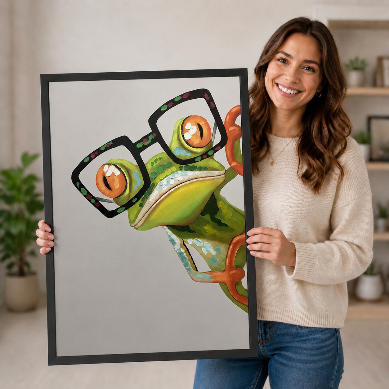 Nerdy Frog Glasses Funny Canvas Wall Art