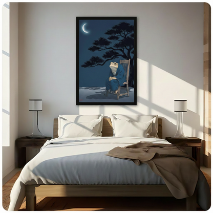 Japanese Frog Kimono Night Canvas Wall Art