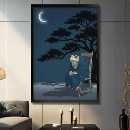 Japanese Frog Kimono Night Canvas Wall Art