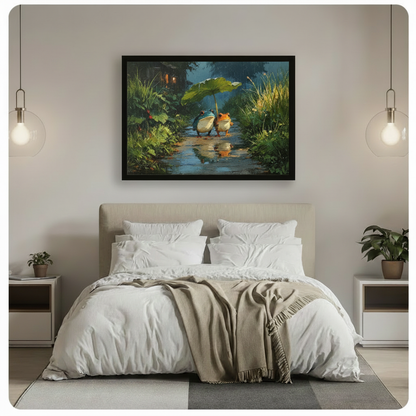 Rainy Night Frogs Romantic Whimsical Canvas Art