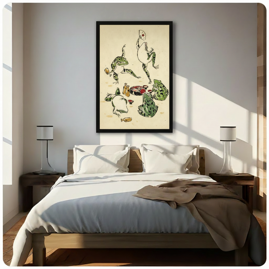 Japanese Frog Banquet Ukiyo-e Canvas Art Wall Art