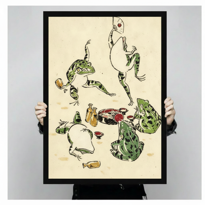 Japanese Frog Banquet Ukiyo-e Canvas Art Wall Art