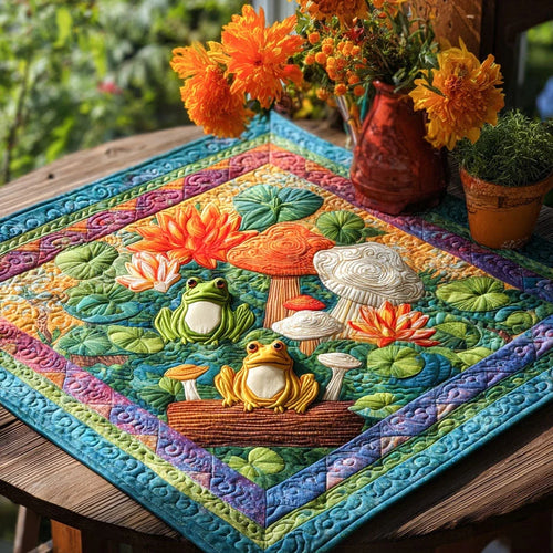Frog Symphony Quilted Table Topper