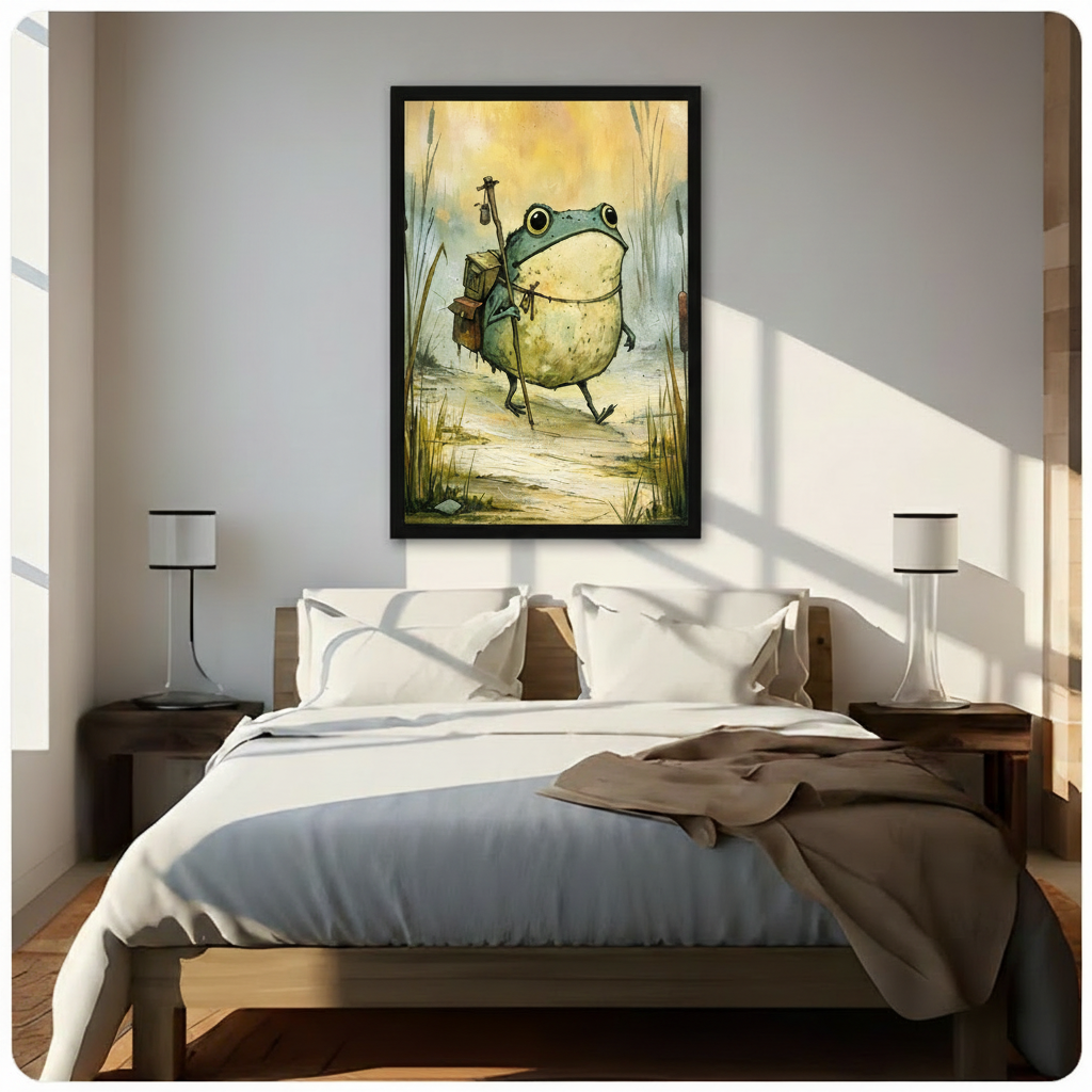 Adventurer Frog Whimsical Canvas Art Wall Art