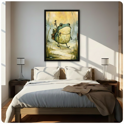 Adventurer Frog Whimsical Canvas Art Wall Art