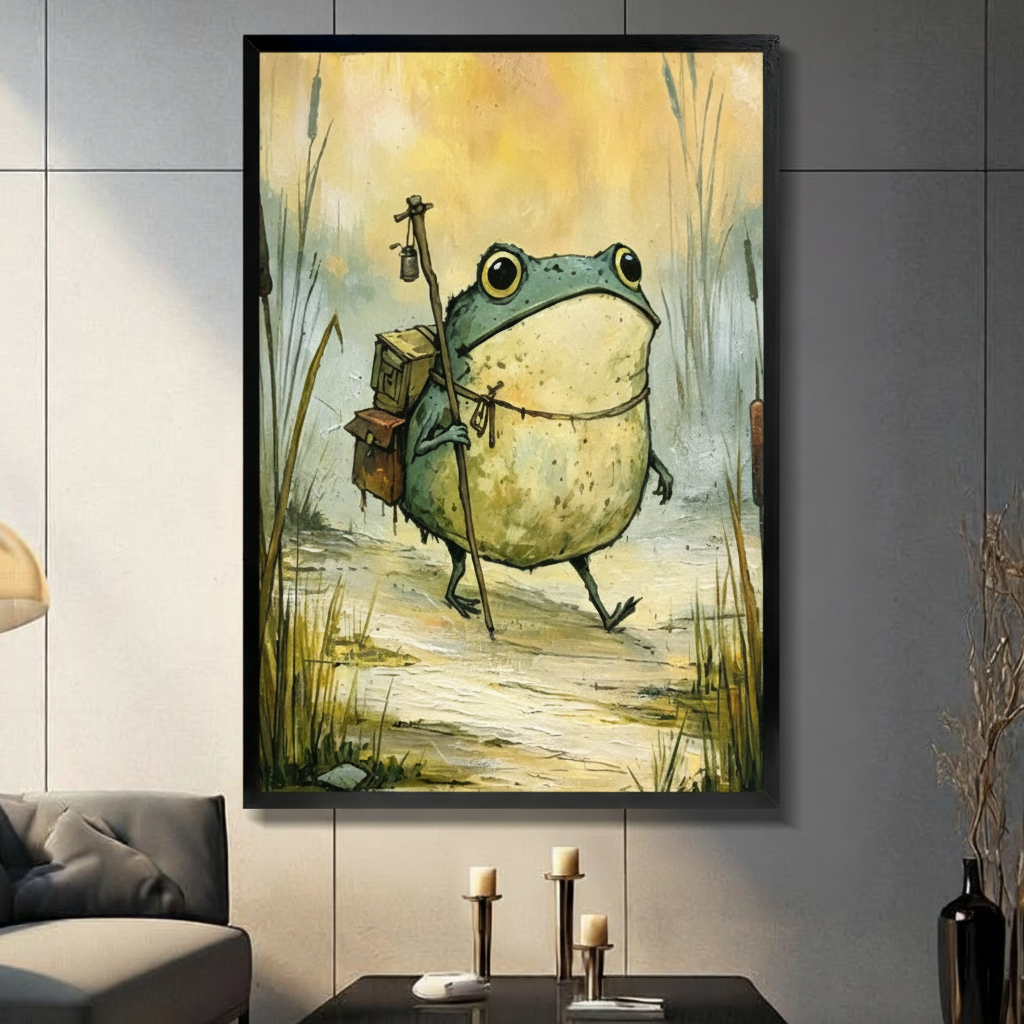Adventurer Frog Whimsical Canvas Art Wall Art